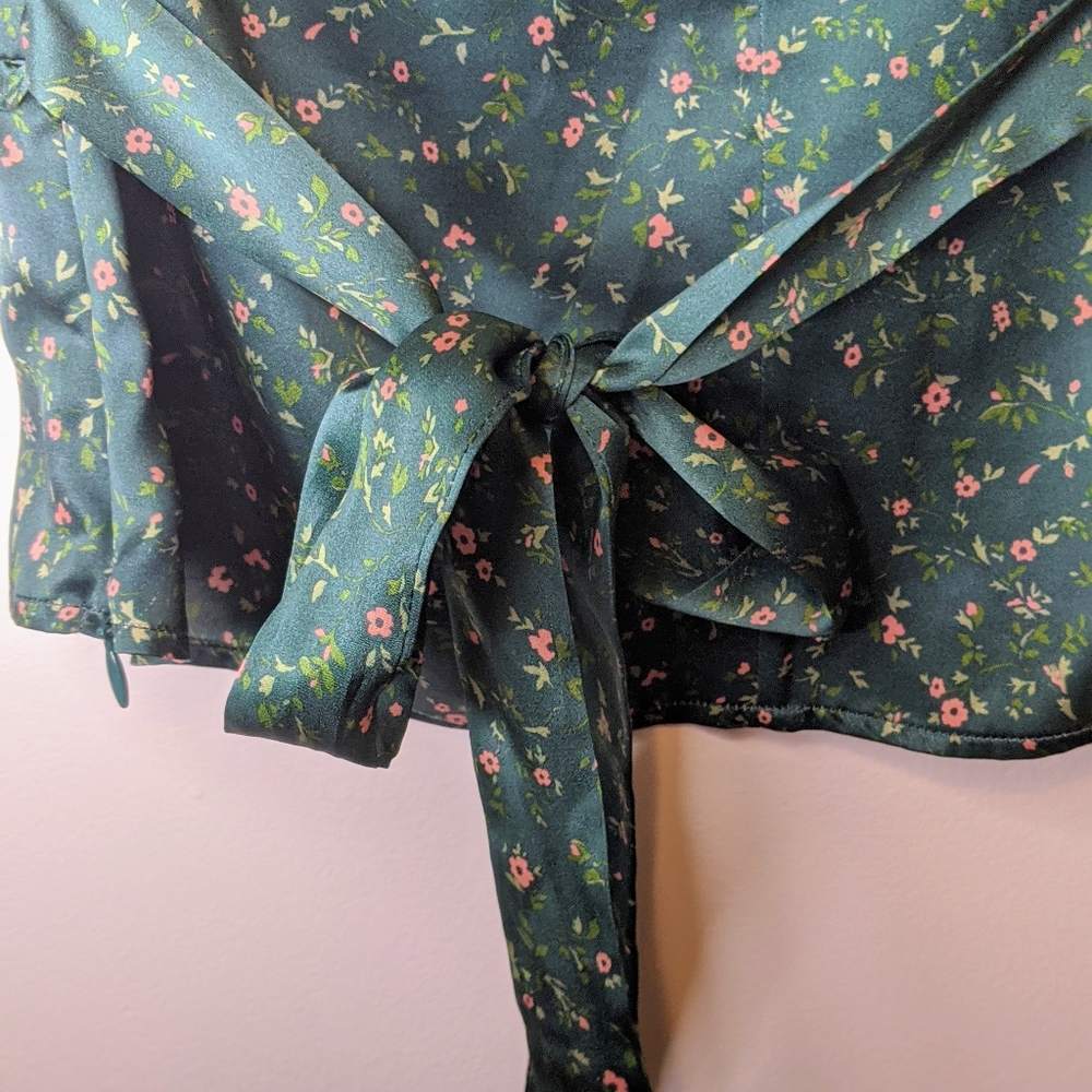 Reformation Emerald Floral V-Neck Blouse - Picture 10 of 13